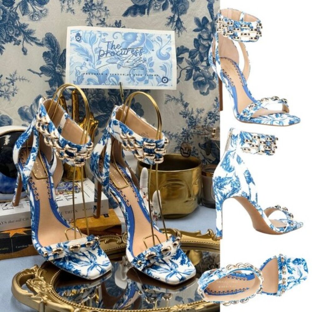 🆕 GIANNI BINI 🧿 x Shea Leigh Mills NWOB Carter Floral Print Strappy Sandal Sz7